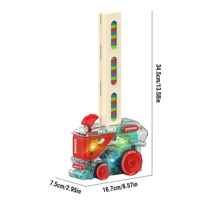 Automatic Domino Train with 180 Dominos Montessori Early Educational STEM Toys Train DIY Building Blocks Christmas Birthday Gift