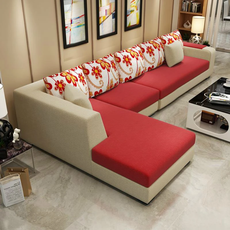 #Fashionable Living Room Sofa Comfortable L Shape Fabric Corner Sofa With Washable Removable Cover