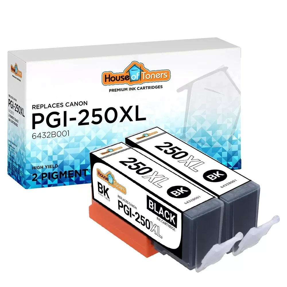 

2 упаковки черных чернил PGI250 XL для Canon PIXMA MG7120 MG7520 MX722 MX922