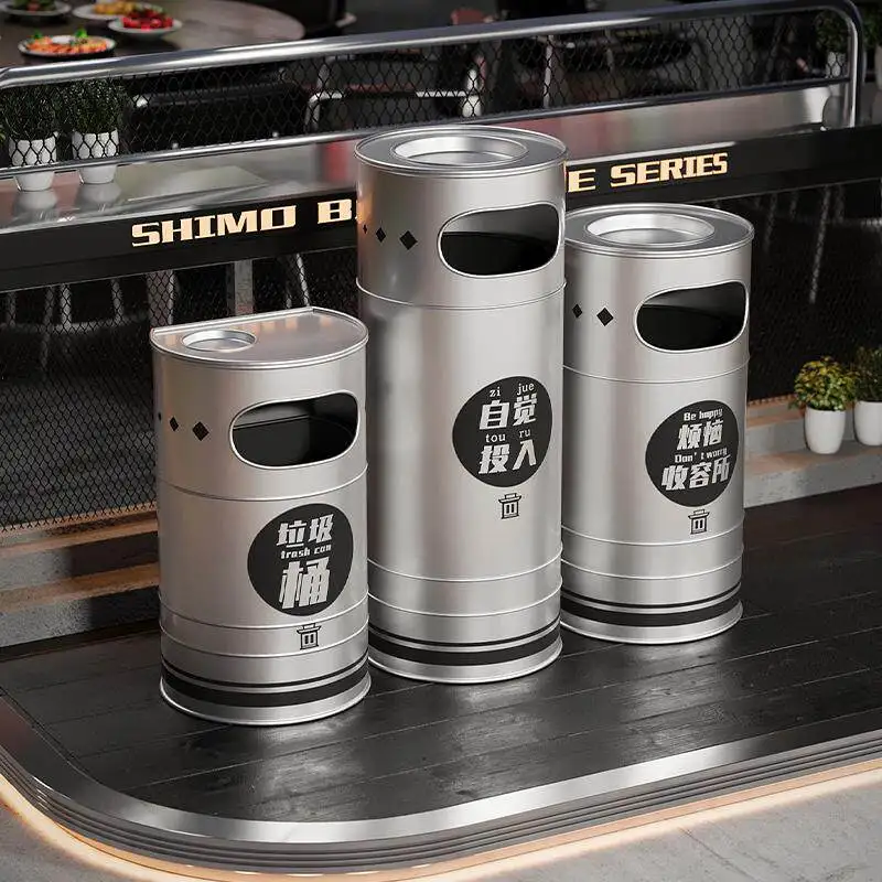 Industrial Iron Waste Bin Creative Oil Drum Fire Hydrant Trash Container Rubbish Storage Holder Milk Tea Shop Decoration Bucket
