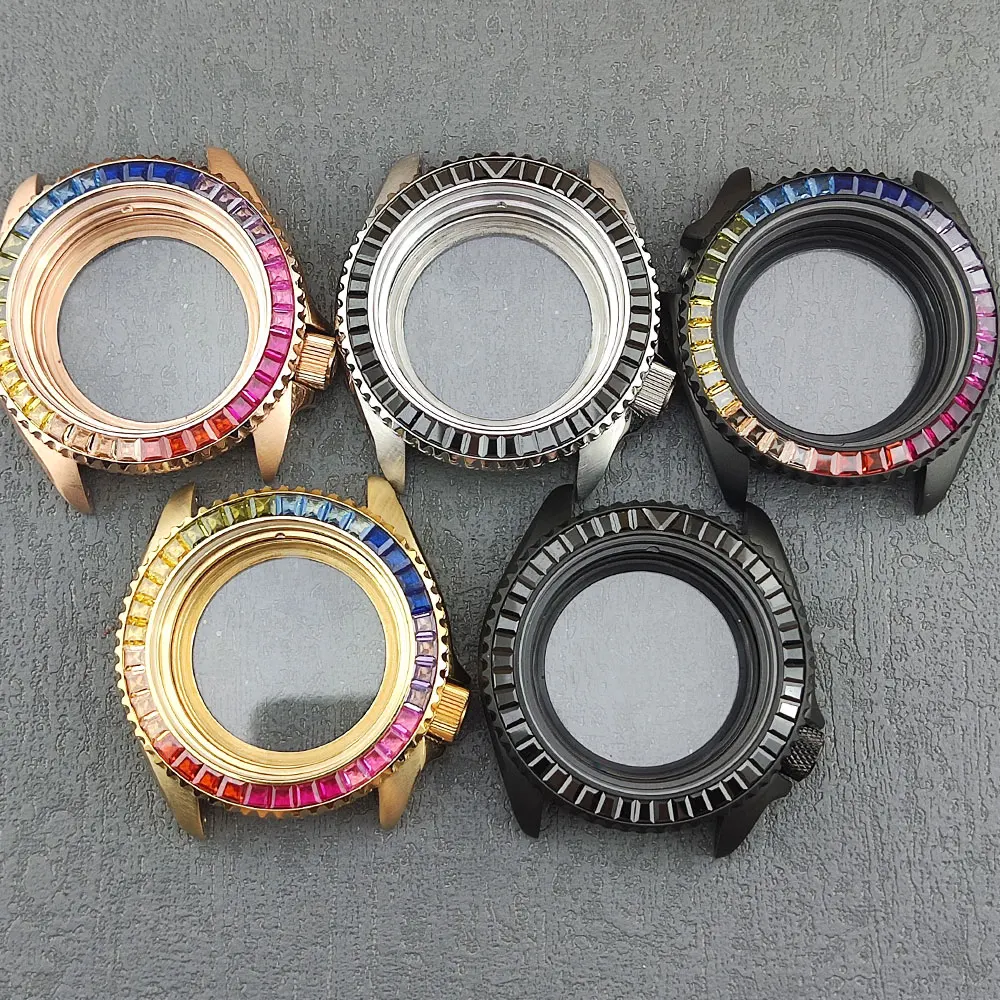 Watch Case 41MM Suitable For Rainbow Embedded Watch Bezel of NH35NH36 Movement SKX007 SKX009 model