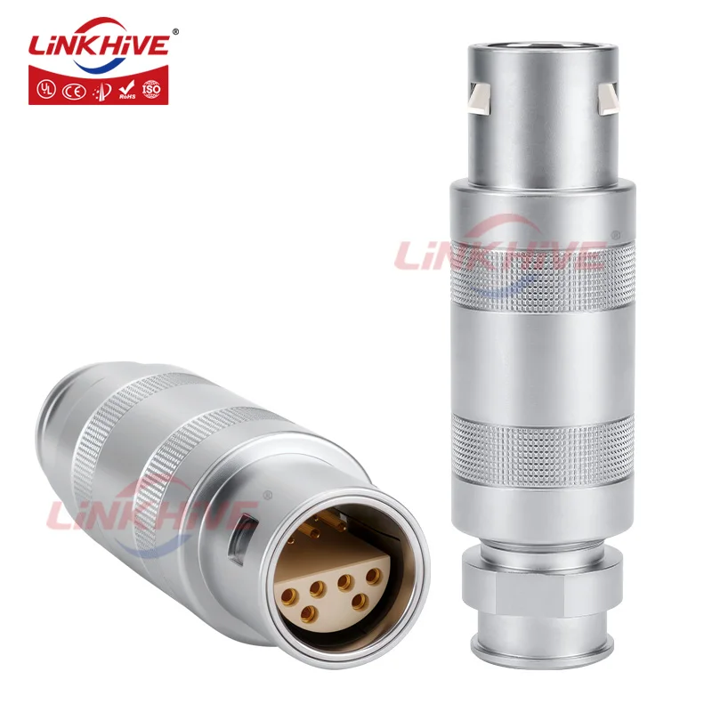 Compatible with LEMO FFA Plug with Bend Relief 0S 1S 2S 3S Series 2 3 4 5 6 8 9 10 12 16 18Pin Push-Pull Self-latching Connector