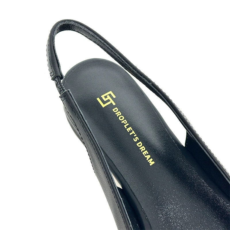 2024 New Summer Women's Sandals Genuine Leather Pointed Elastic Band Sexy Low Heel Sandals Fashion Leather Bag Party Shoes 34-44