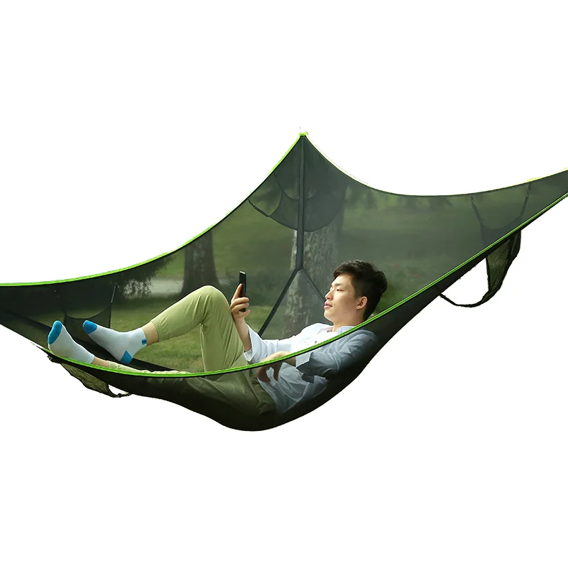Outdoor Hanging Hammock for Adult Camping Aerial Multi-person Portable Folding Triangle Net Elastic Hammock