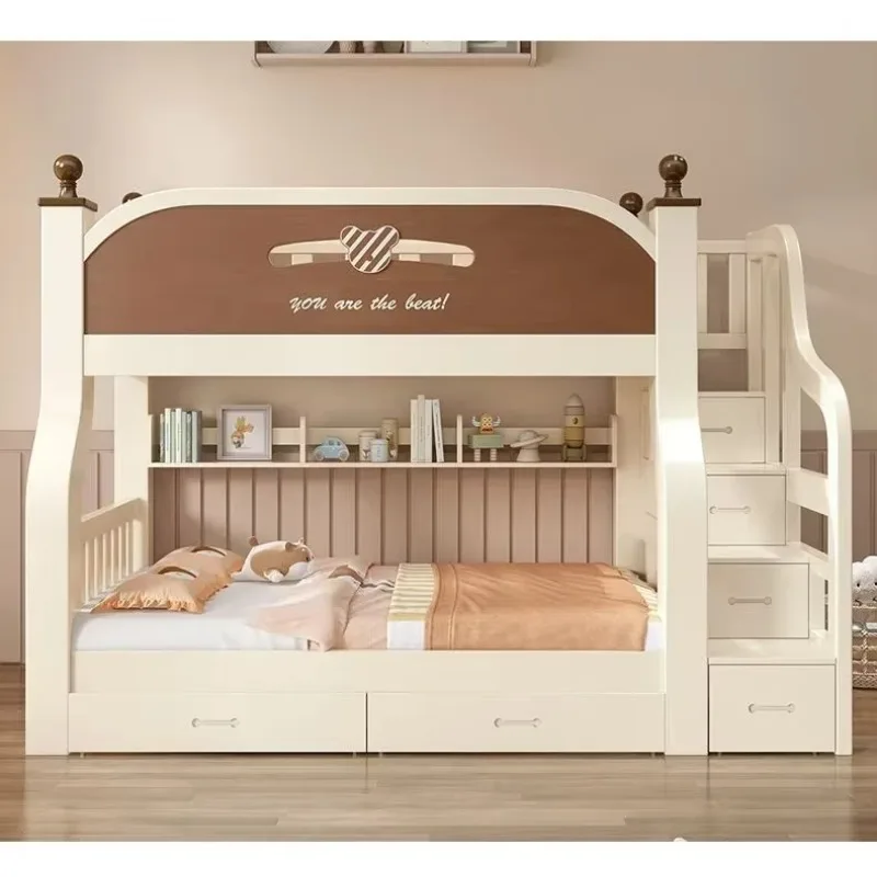 أسرة علوية وسفلية، أسرة بطابقين، متعددة الوظائف، جميعها من الخشب الصلب، بطابقين مرتفع ومنخفض