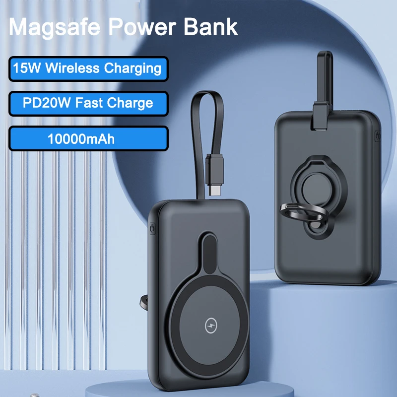 

Magsafe Power Bank PD20W Fast Charging Wireless Charger Powerbank With Type C Cable Portable External Battery Charger Poverbank