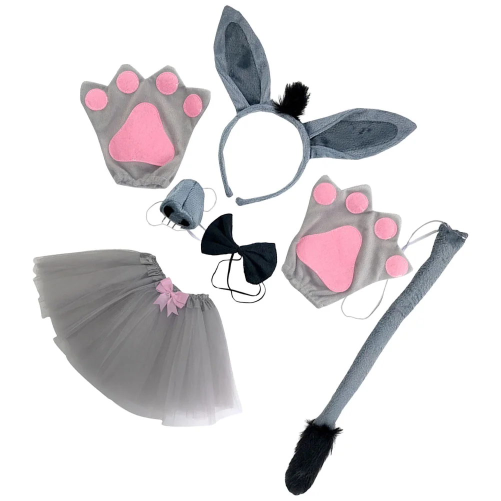 Conjunto de animales de Halloween, accesorios de disfraz de burro, diadema con orejas de animales de peluche, ropa de Cosplay