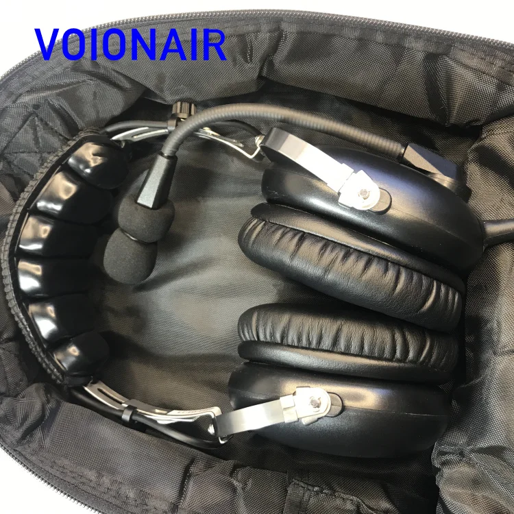 VOIONAIR Black Carrying Case Aviation Pilot Headset Bag For David Clark H10-30, H10-76, H10-20, H20-10