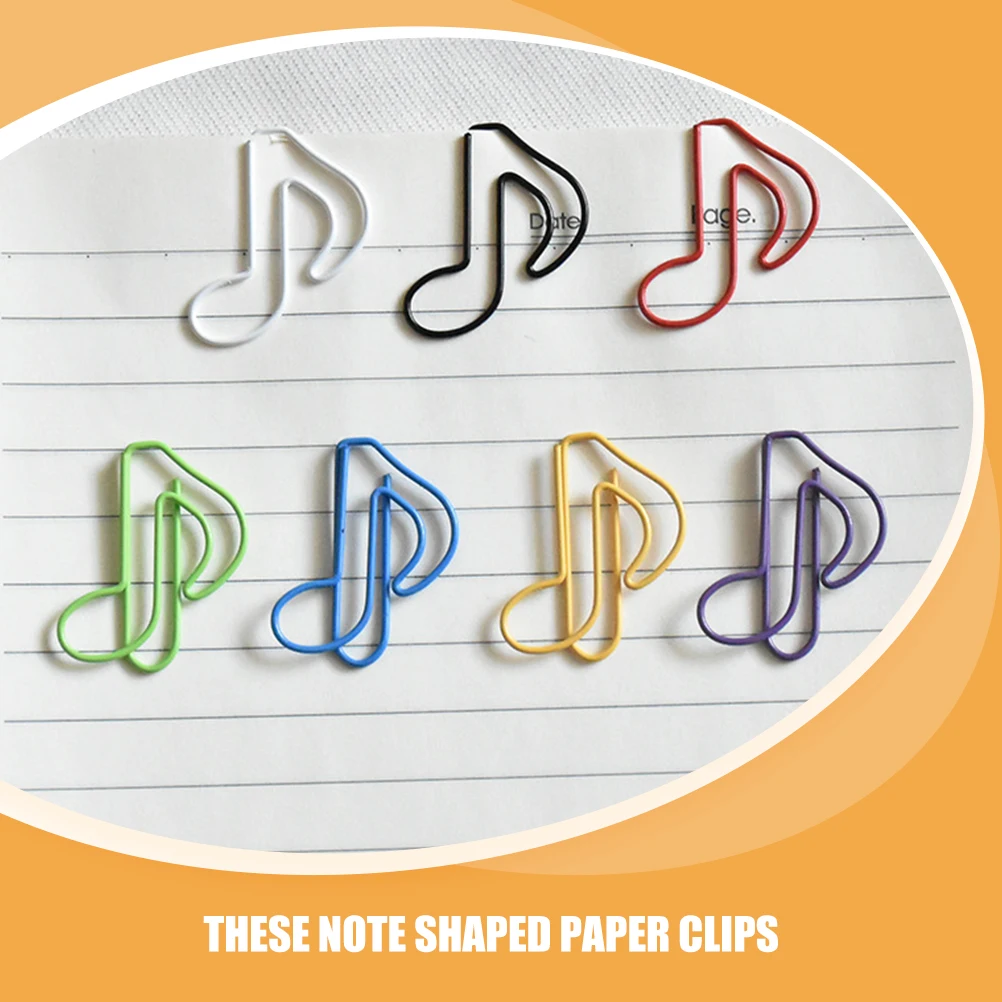 50PCS Music Paper Clips Decorative Metal Clips Bookmark Clips Page Clips Music Note Shaped Paper Clips for Office and School Use