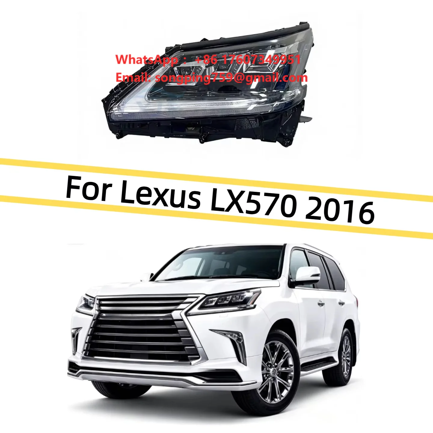 LED Headlight Fits for Lexus LX570 2016-2021 Fits for URJ201 Triple Beam LED Headlamp Sequential Turn Signal Front Lamp