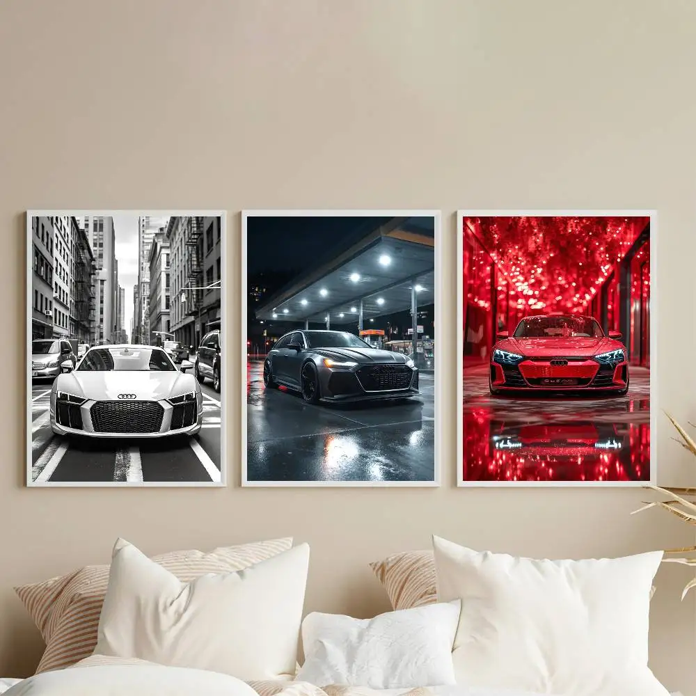 Fashion Car A-AudiS Cool Poster Gallery Prints Self Adhesive Home Decor Decoration Wall Decals Living Room Sticker