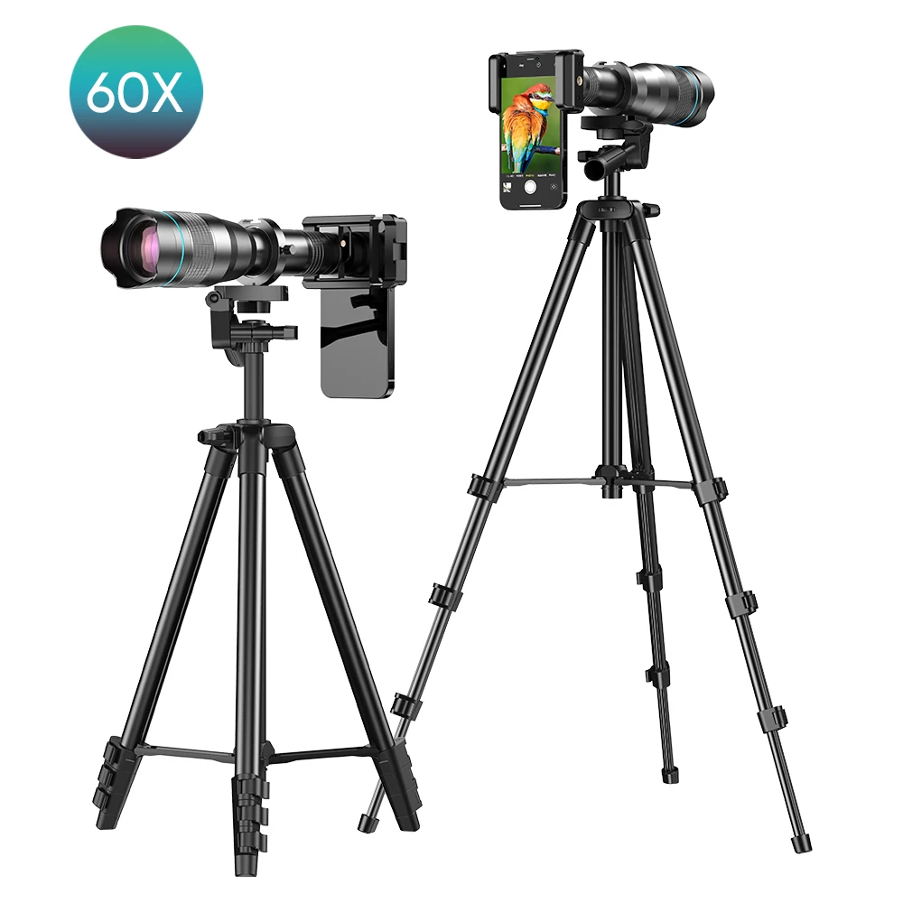 

Apexel New 60X High Power Telescope 4K Professional Telephoto Mobile Phone Camera Lens For Stargazing Camping Powerful Monocular