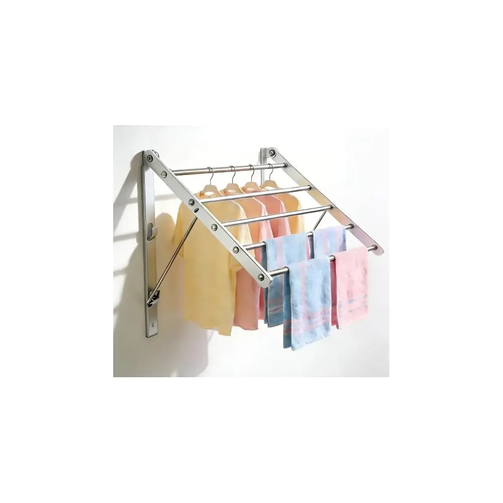 

Free ShippingWall Mounted Clothes Drying Rack, 24'' Retractable Foldable Laundry Drying Rack with 5 Stainless Steel Rods, Space