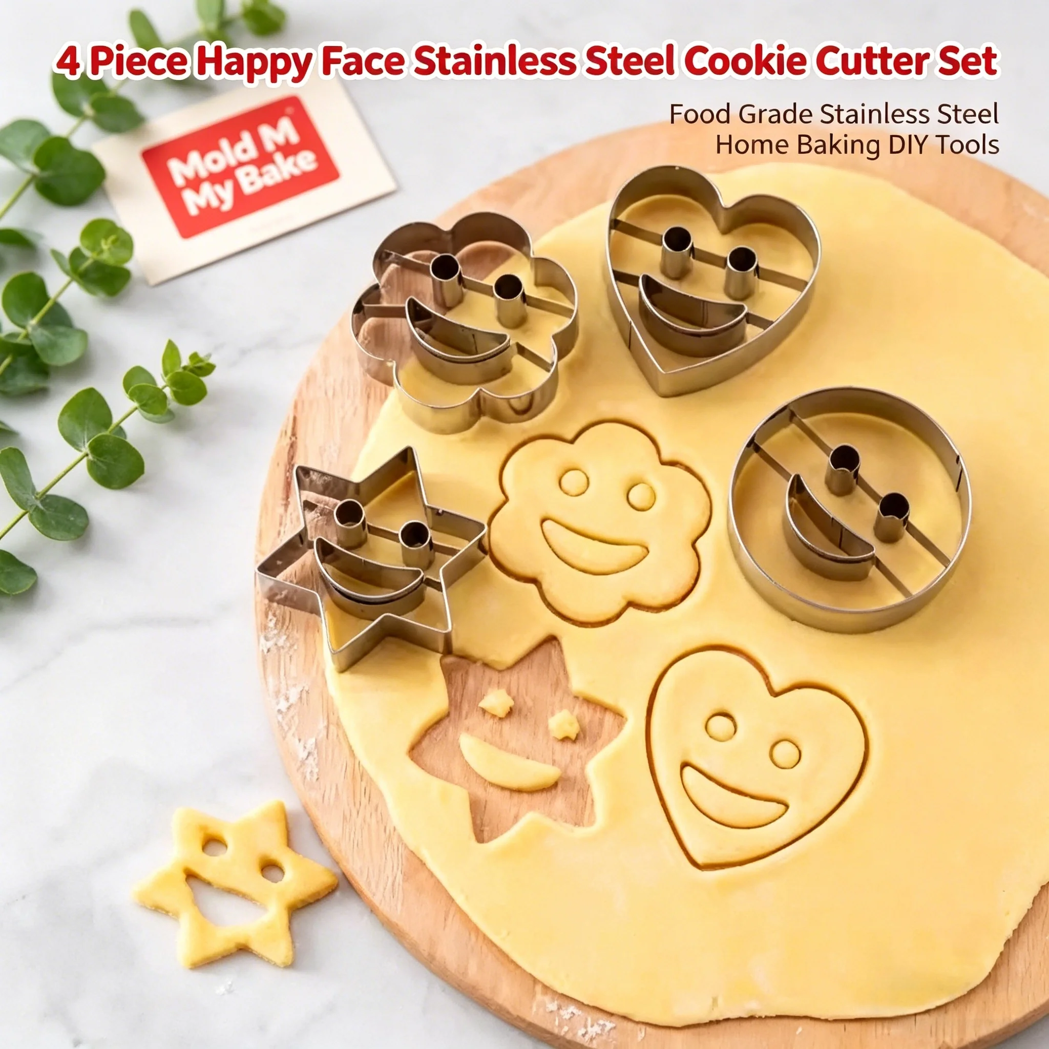 Cookie Cutter Set 4PCS Smiling Face Fun Shaped Food Grade St