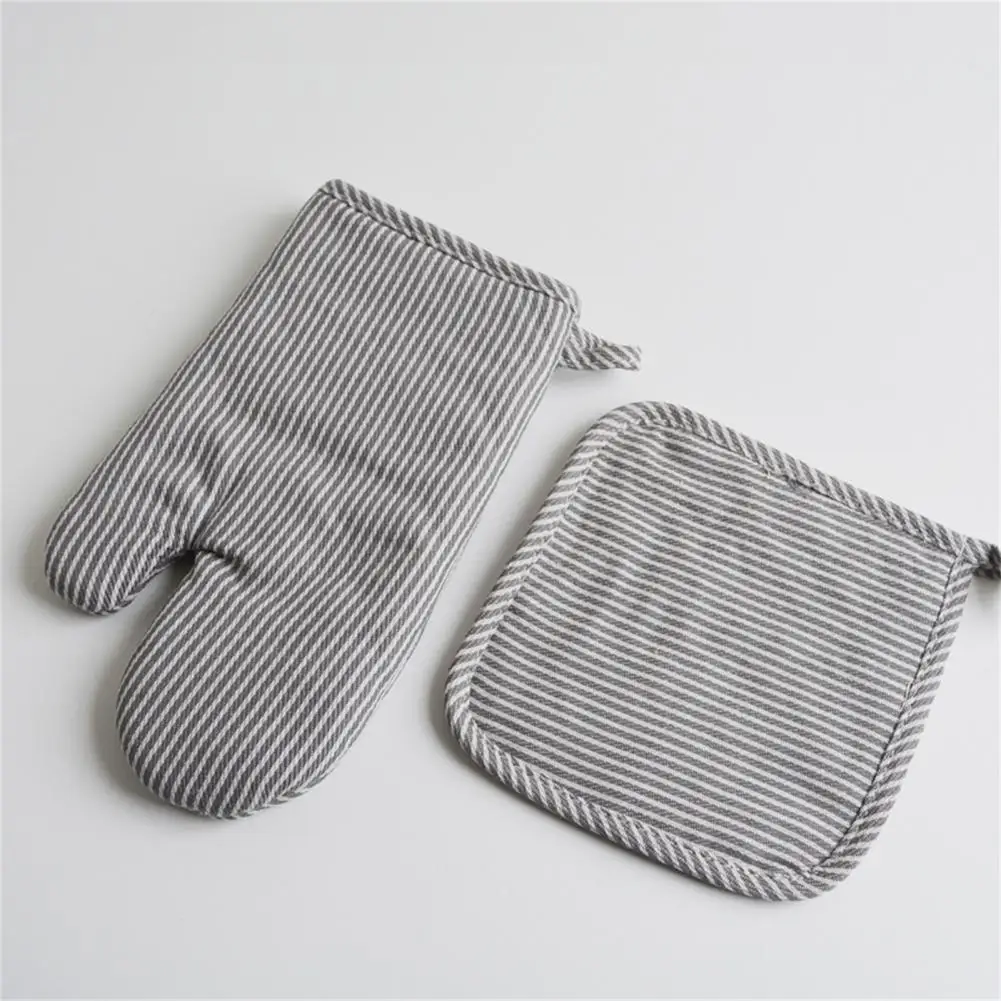 3Pcs/Set Oven Mitt Non-slip Thicken Cotton Wear Resistant Baking Glove Household Supplies прихватки для кухни guantes horno