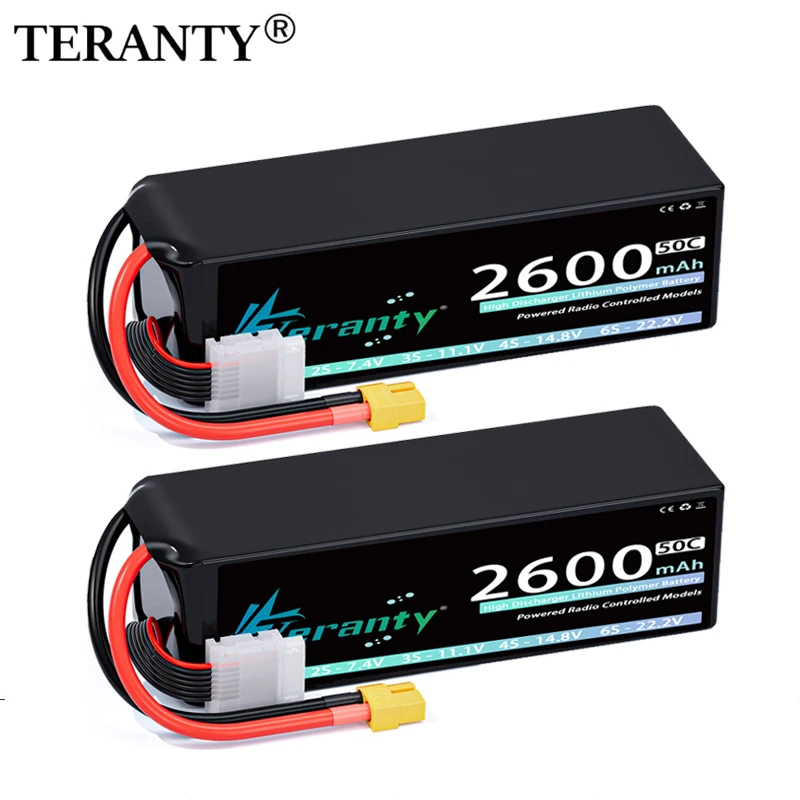 

1/2 шт. Teranty 6S Lipo Battery 22,2 В 2600 мАч 50C/100C Софтcase с разъемом T XT60 для FPV Drone RC Грузовики Лодка Вертолет Самолет