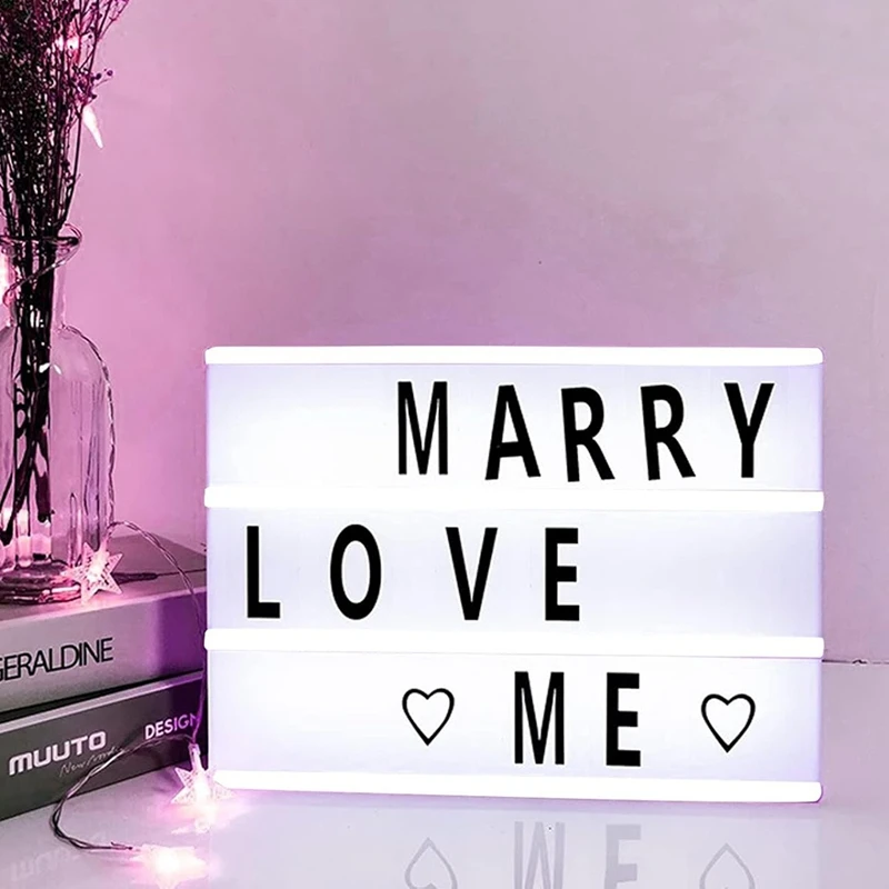 ¡CALIENTE! Caja de luz de cine, letreros de neón personalizados, caja de luz LED blanca cálida con letras, números, símbolos