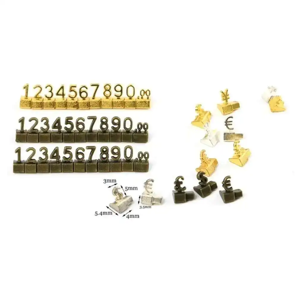 Luxury Metallic Price Cube Refills Assembly Jewelry Combined Tag 3d Numeral Blocks Watch Eyeglasses Showcase Display Digit Sign