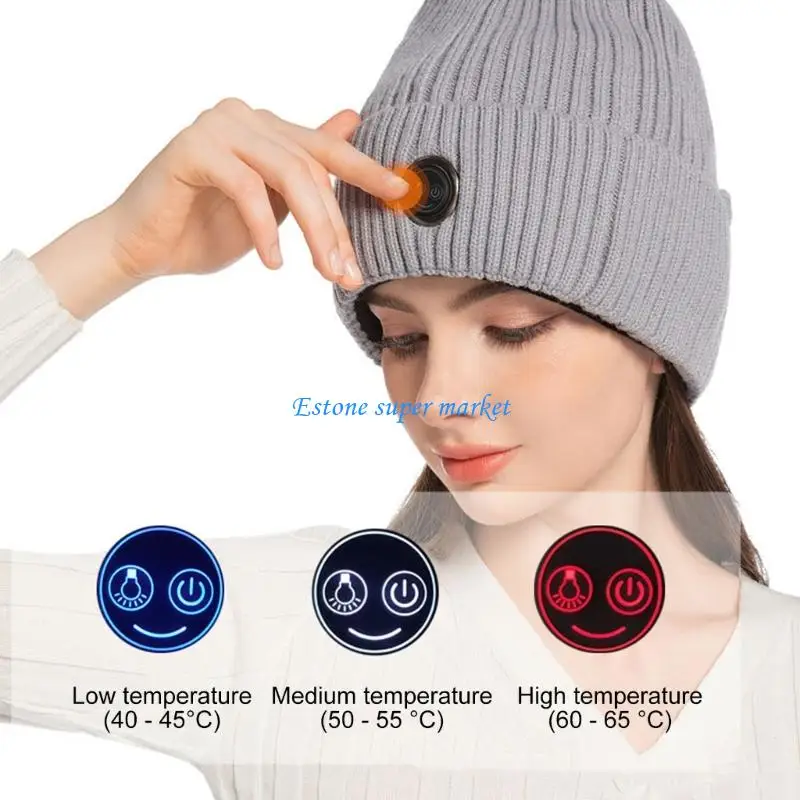 

090B 3 Gear Temperature Adjustable Heated Cap For Skiing Trips Polyester Hat