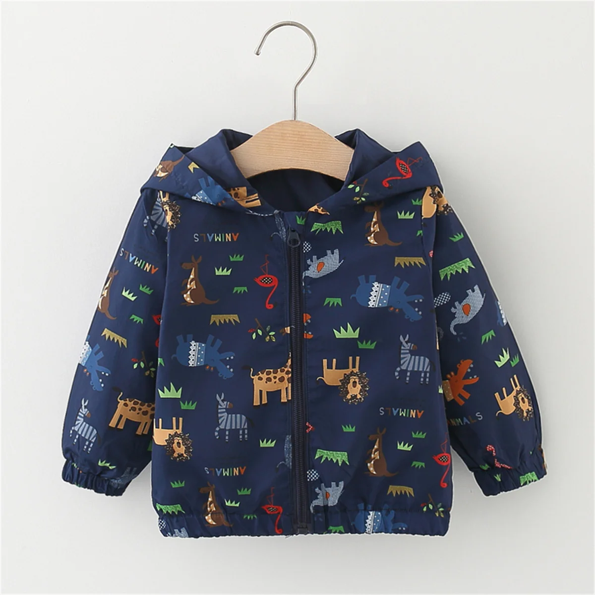 Spring And Autumn Children'S Coat Cartoon Cute Cherry Blossom Hooded Zipper Everyday Versatile Boys' Jacket Top