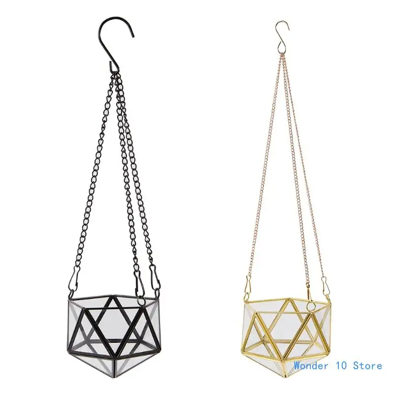 

Modern Hanging Glass Terrarium Geometric Polyhedron Diamond Plant Holder Container Wall Planter Flower Pot Windowsill