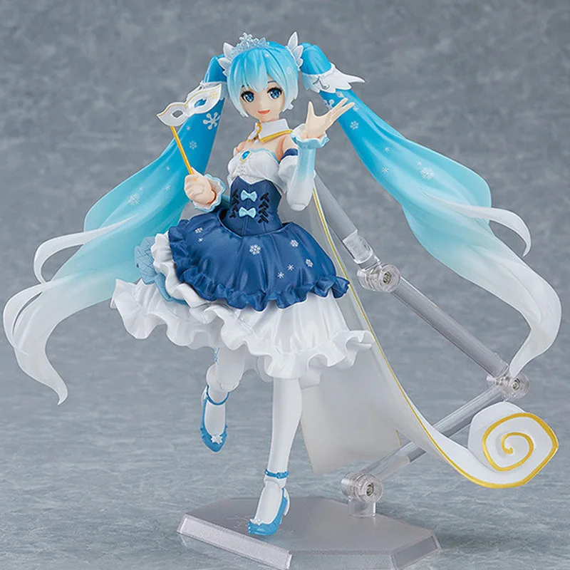 15CM Anime Hatsune Miku Figure 054 Snow Hatsune Replace Face 10th Model Toy Gift Collection Action Figure PVC