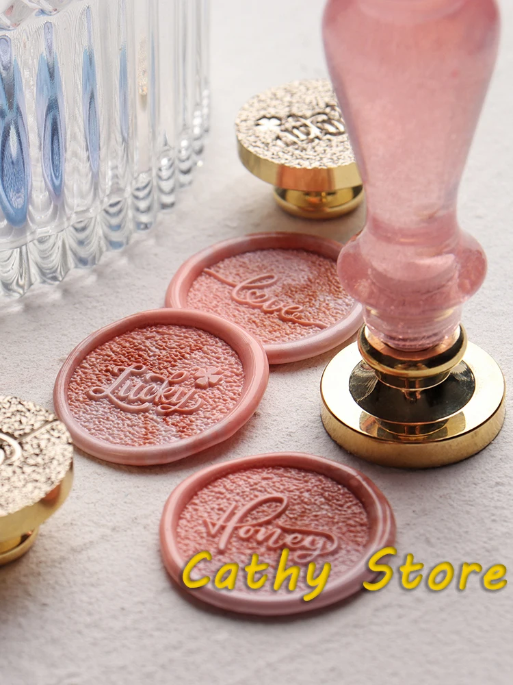25mm Frosted Stempel Lakzegel Stempel Sterren Maan Vogel Klaver Liefde Lucky Honing Messing Diy Geschenken Wenskaart Decoratie Aanpasbaar