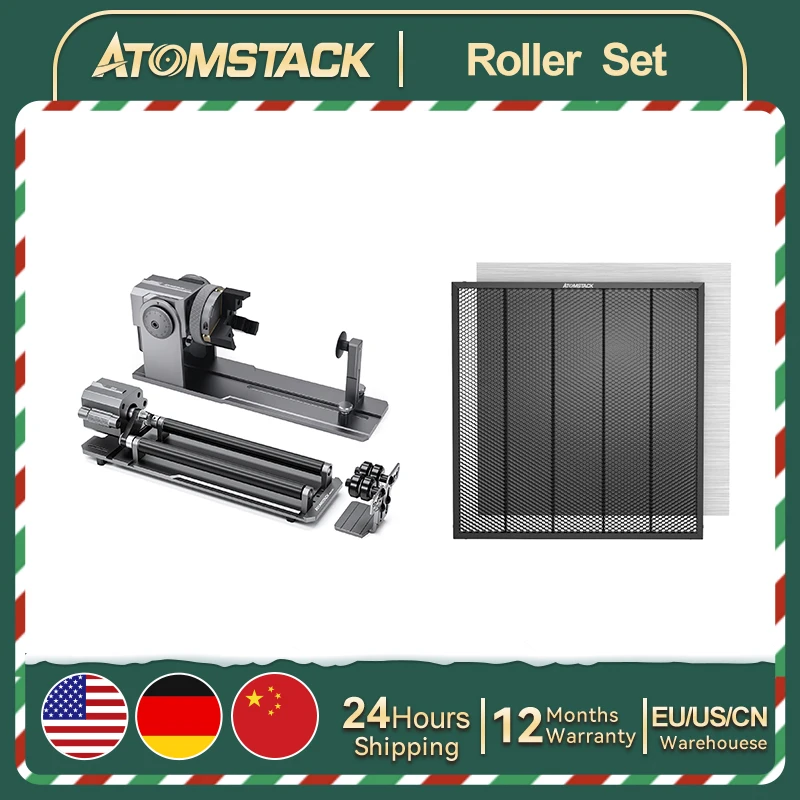 Atomstack R1 R3 PRO Rotary Roller + F2 Cutting Board Engraving Cup /Rings/Spherical/Irregular Object for 95% CNC Laser Engraver