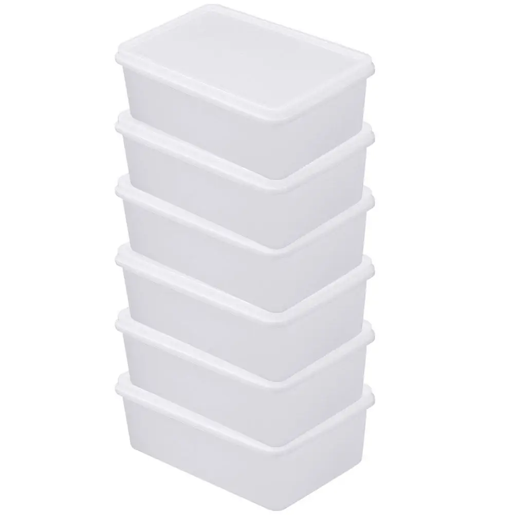 6Pcs Food Storage Boxes Plastic Fridge Organizer Compact Convenient Food Containers Daily Use Reusable Freezer Box Household