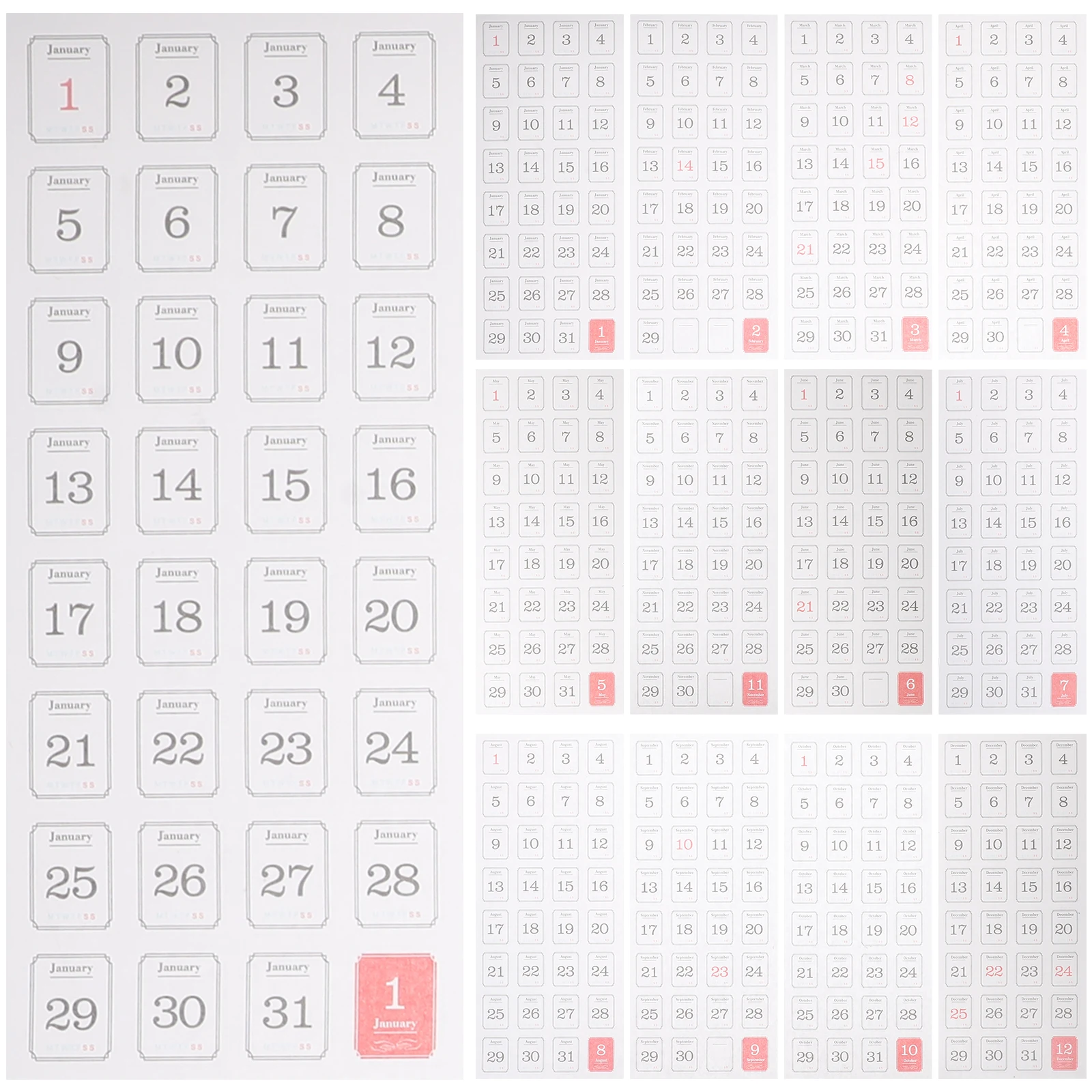 1Set Colored Calendar Stickers with Date Numbers Strong Sticky Planner Tabs for Daily Use Notebook Diary Organizing School
