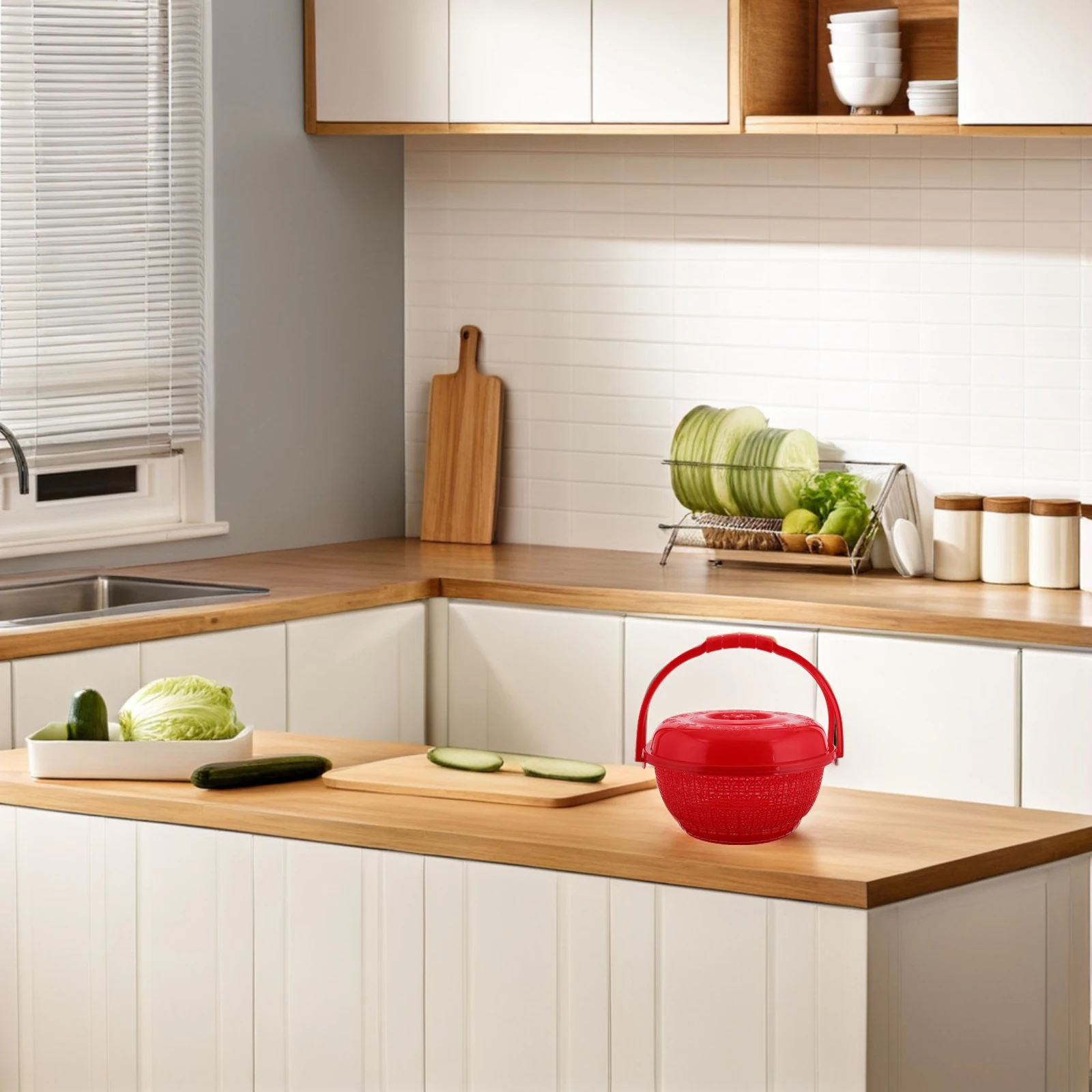 

Round Red Handheld For Fruits Vegetables Eggs Bread Storage Space Saving Kitchen Pantry Organizer Portable Harvest Picking