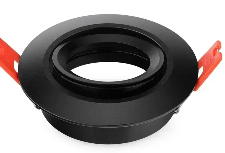 2pcs Aluminum Black Round Style Down Light Fixture Embed GU10 MR16 Front Knob Design Spot Light Housing Frame for Home Decor