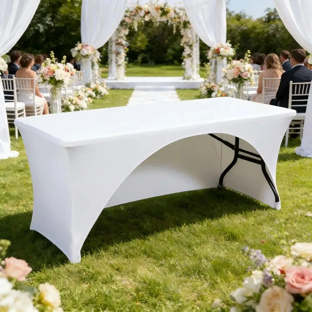 Wedding Spandex Table Cloth Cover Rectangular One Side Open Hotel Banquet Birthday Party Show Decoration Nice Look Design