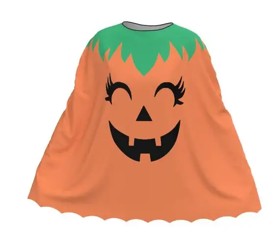 Halloween Pumpkin Pancho Costume Cute Pumpkin Spooky Cape Trick or Treat Party Props Kids Adult Halloween Cosplay Costume