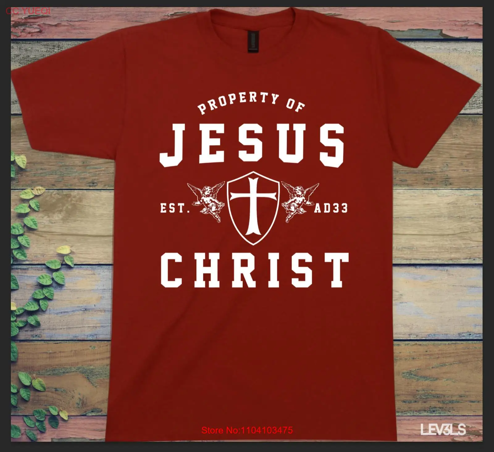 PROPERTY OF JESUS CHRIST T SHIRT CHRISTIAN CROSS JESUS SAVES GOD IS GOOD ANGELS