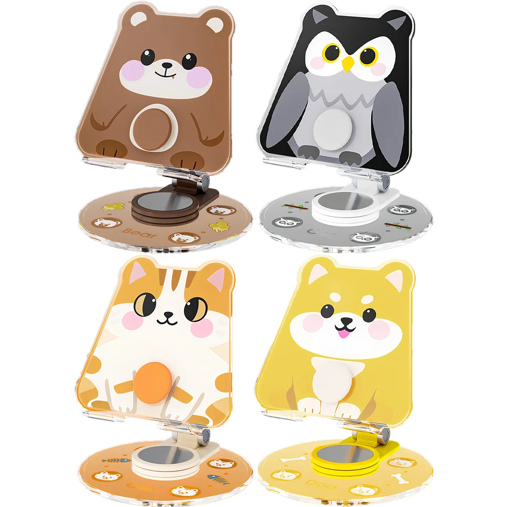 Cute Cartoon Universal Phone Tablet Stand Portable Foldable Desktop Bracket Multi-functional Adjustable Mount for Phone Tablet