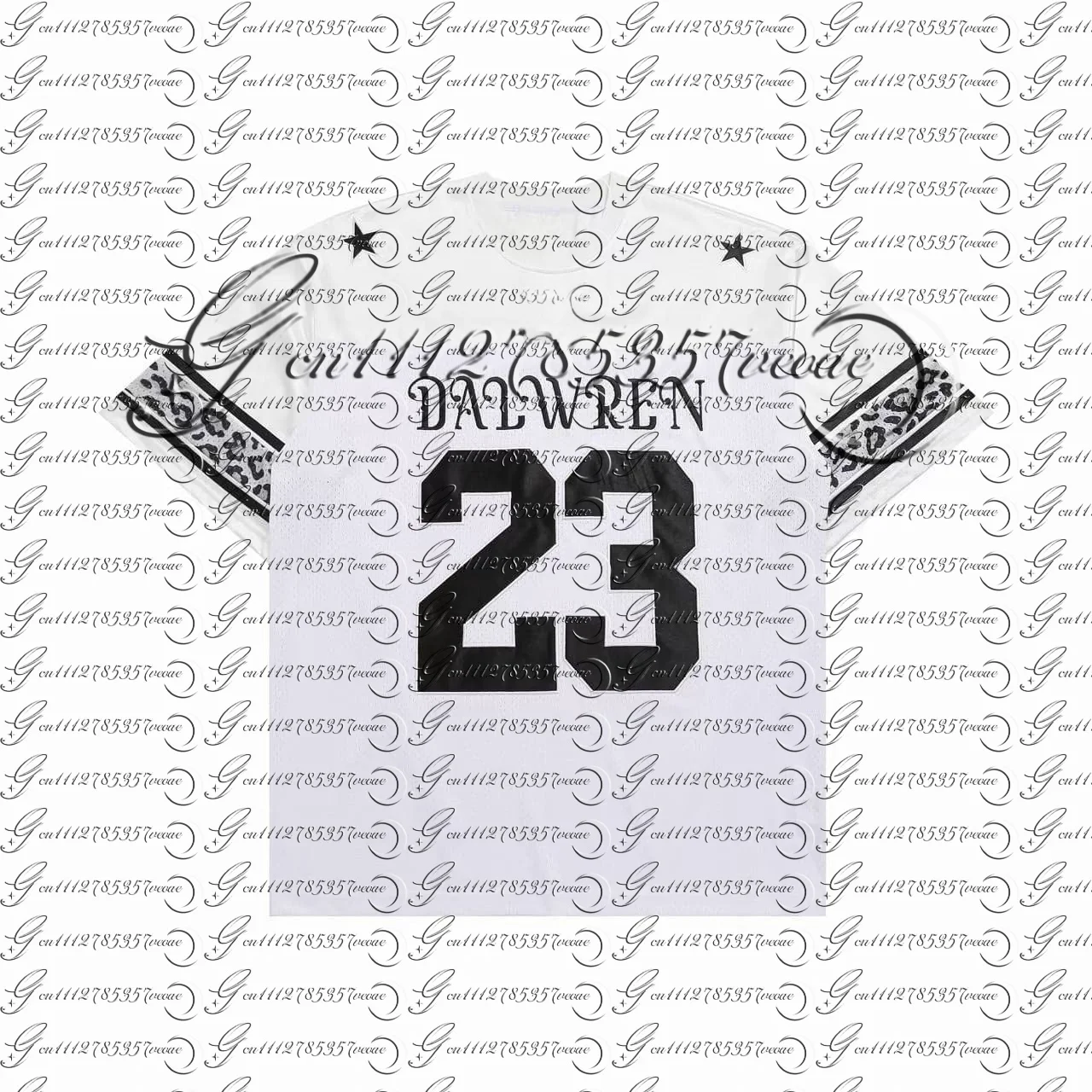 2026 New Men Retro 23 Graphic Baseball Jersey T Shirts Leopard Print Spliced Sleeve Star Letter Print Crew FamilyMatching