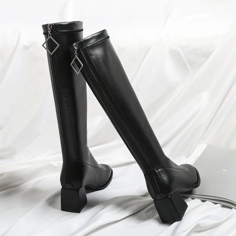 Elegant Heeled Autumn Long Boots for Women High Heels Knee Shaft Shoes Woman Winter 2024 Fashion Boot Y2k on Promotion Quality