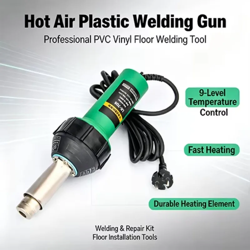 Portable Hot Air Welding Gun Kit, Plastic Welder Heat Gun Tool Set for PVC Flooring & Geomembrane Welding
