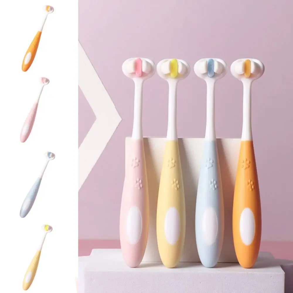 Cartoon Triple Sided Toothbrush Soft Bristles Ultra Fine Children Toothbrush Durable Reusable V-shaped Three-sided Toothbrush