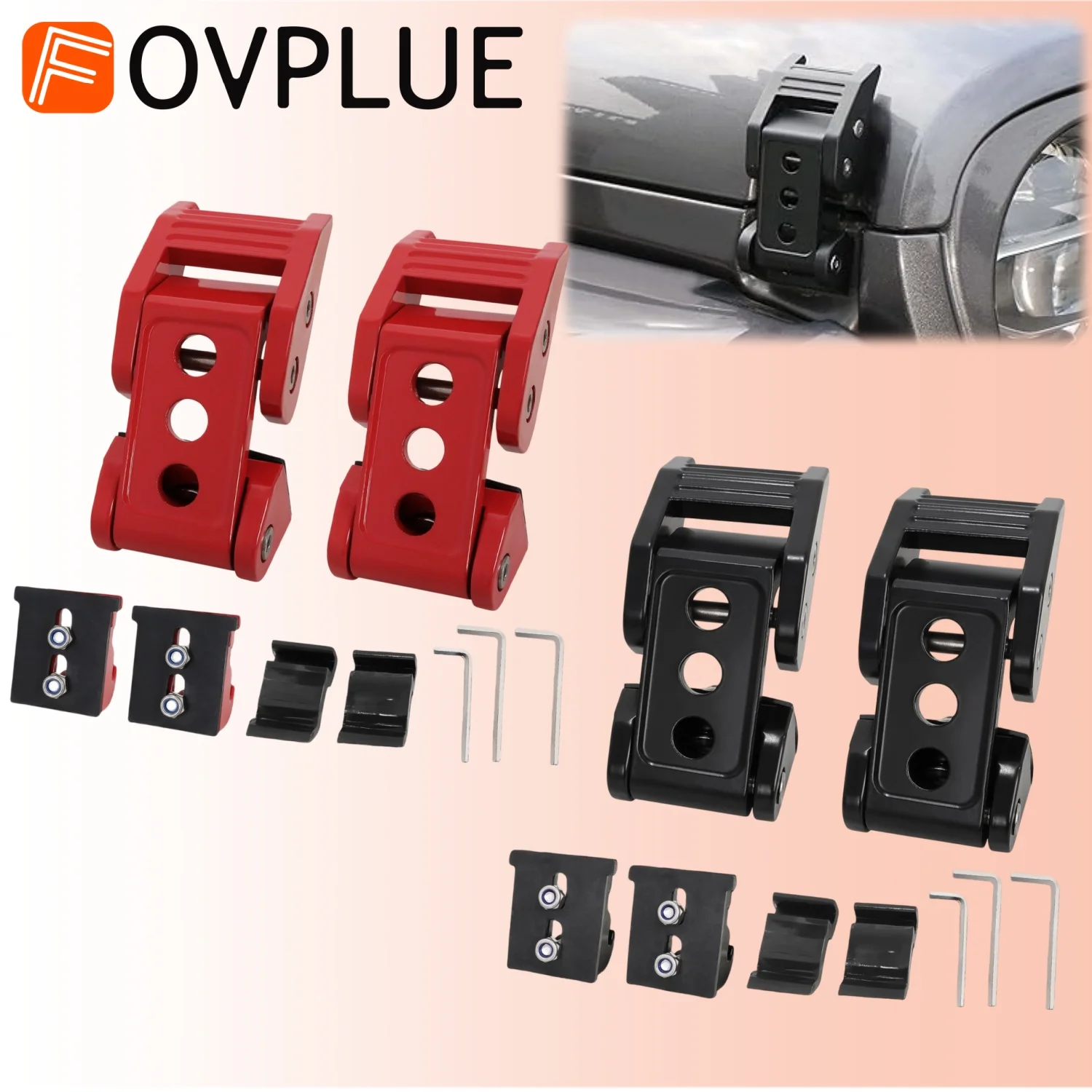 Car accessories Engine Lock Hood Latch Catch Cover For Jeep Wrangler JK JKU  Aluminum Gladiator JT 2007-2017 2008 2010 2011 2012