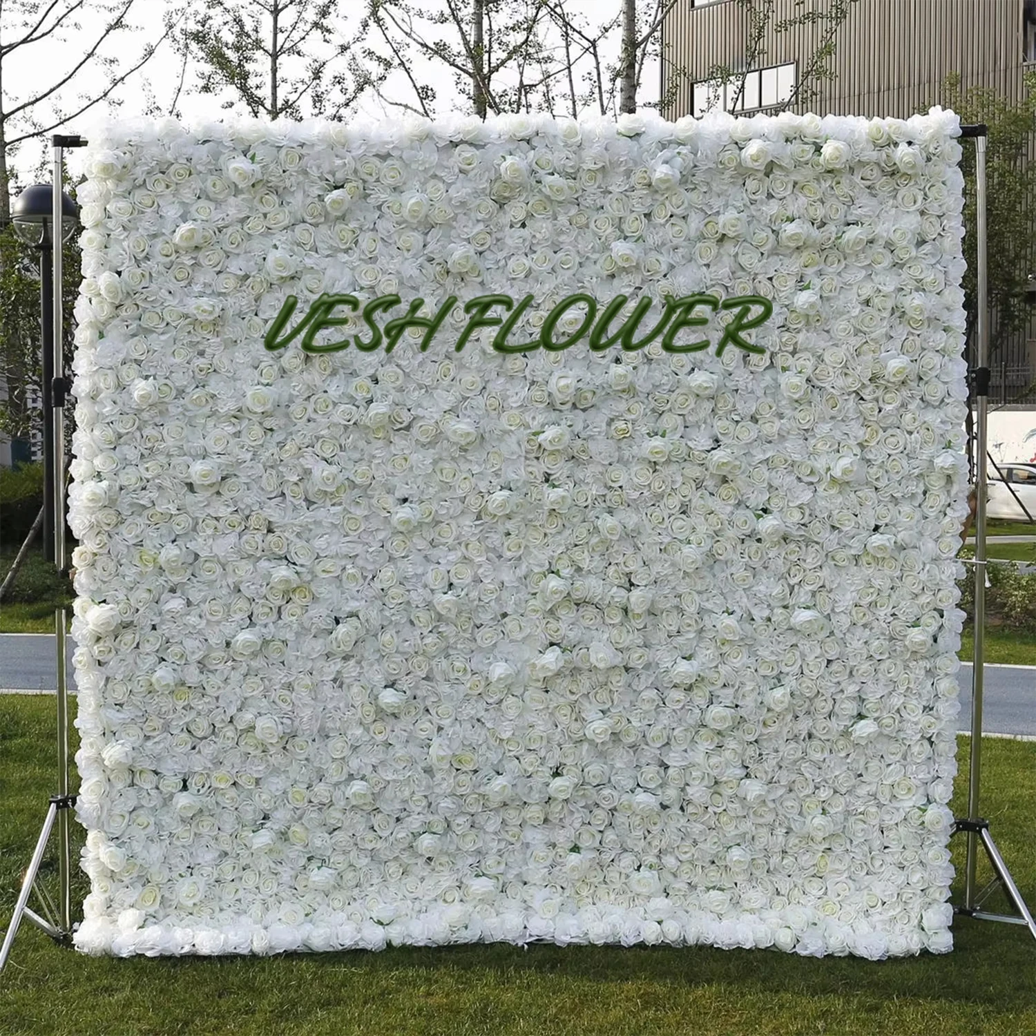 Royal Wedding Series 3D White Rose Fabric Flower Wall Wedding Background Decoration Party Prop Window Display