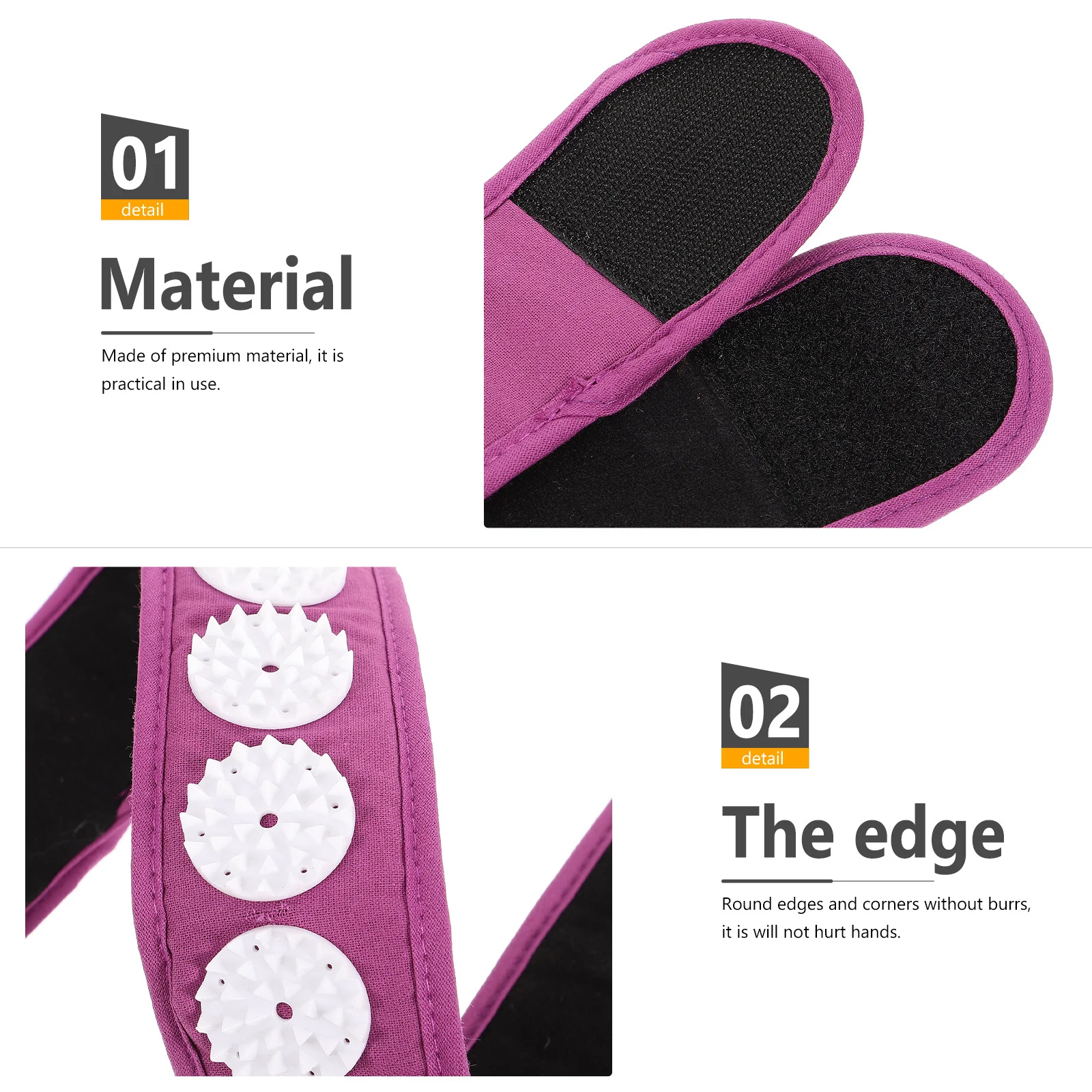 Ikat Kepala Akupresur Portabel Ungu Lembut Nyaman Multi-Guna untuk Yoga Kebugaran Meditasi Penggunaan Sehari-hari