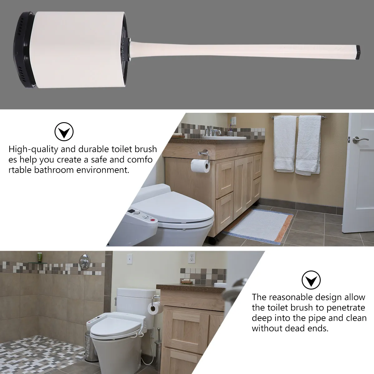 1Pcs Bathroom Toilet Brush Kit Premium Silicone Head Plastic Handle Leak Proof Non Shedding Pipe Cleaning Tool