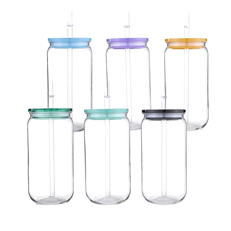 

For 6Pcs 16oz PET Plastic Cups Equipped With Replaceable Colored Lid And Straw Can Hold Soda Juice Drinks Milks High Quality Cup