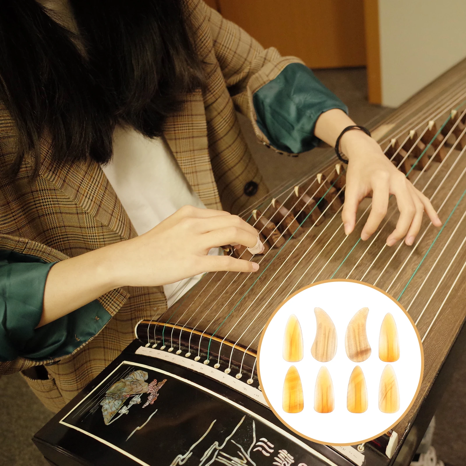 

8 for Adults Guzheng Nails Finger Picks Protector Protectors Bride