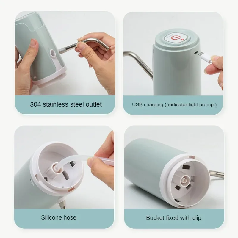 USB 충전 휴대용 물 디펜서 전기 펌프, 익스텐션 호스 배럴 도구, 무선 전기 물 펌프, 주방 도구
