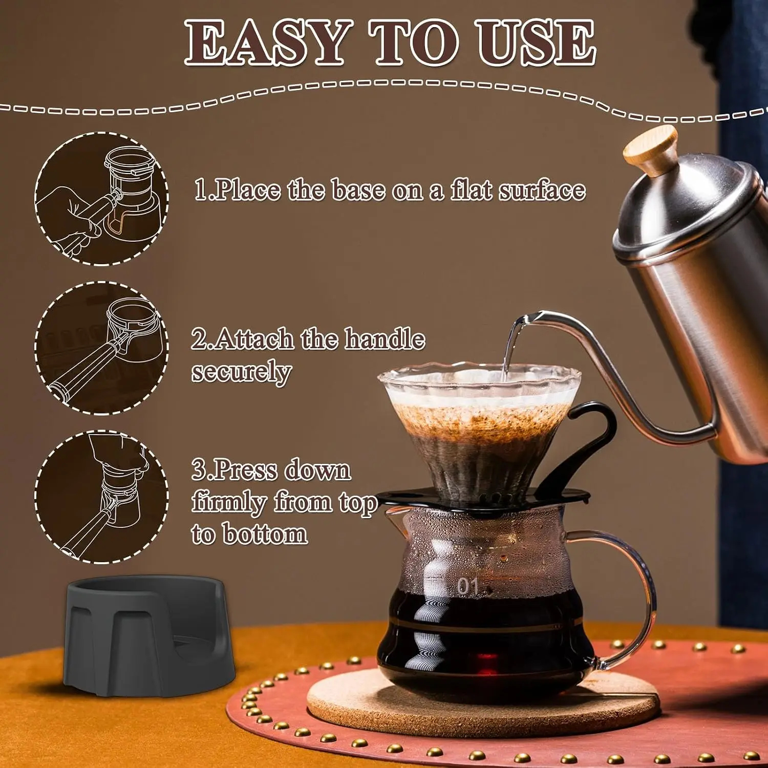 Coffee Tamper Base Espresso Tamping Station Portafilter Holder Compatible Anti Slip Silicone Ninja Cafe Luxe Accessories