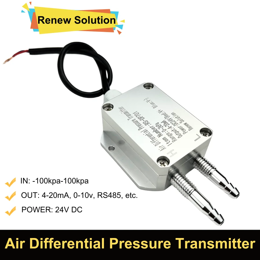 

Differential Pressure Transmitters Air Wind Pressure 4-20mA RS485 Output 0-1Kpa Small Differential Pressure Transducer