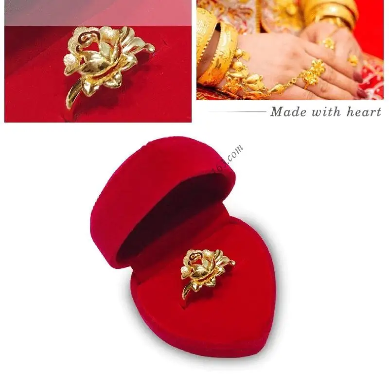 

Q6RB Valentines Day Gift Red Heart Ring Box Proposal Wedding Ceremony for Case for Ring Earring Jewelry